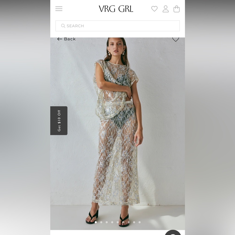 DEVYN SEQUIN MIDI SKIRT LACE - VRG GRL *NWT*